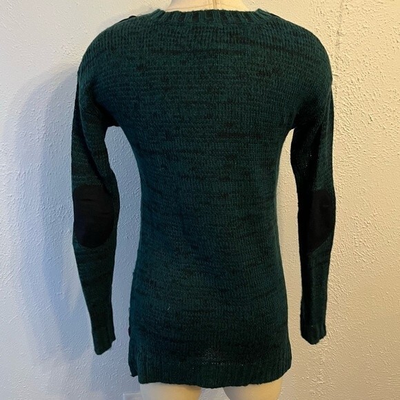 Romeo & Juliet Couture Heather Teal Long Sleeve Sweater Elbow Pads & Studs Small - Picture 4 of 9